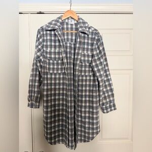 Altar'd State Plaid Utility Jacket - Gray and Cream